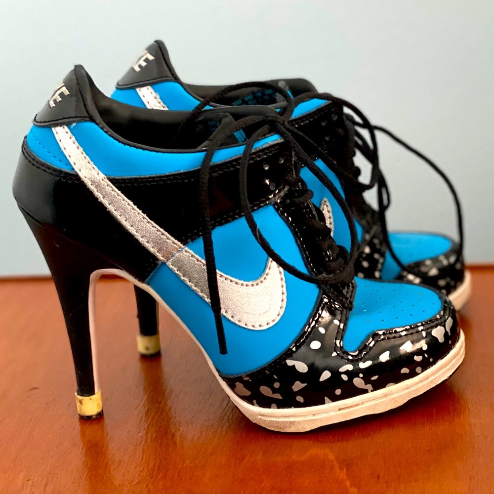 Nike heels, black, blue, and silver size 5.5 US